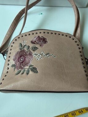 Floral Embroidered Crossbody Bag - Blush Pink